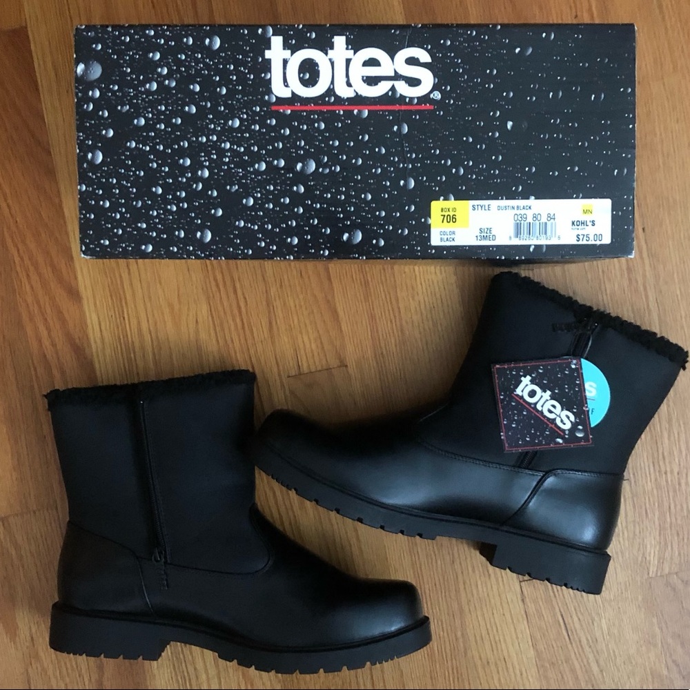 Totes- Dustin- Black- Size 13 Mens
